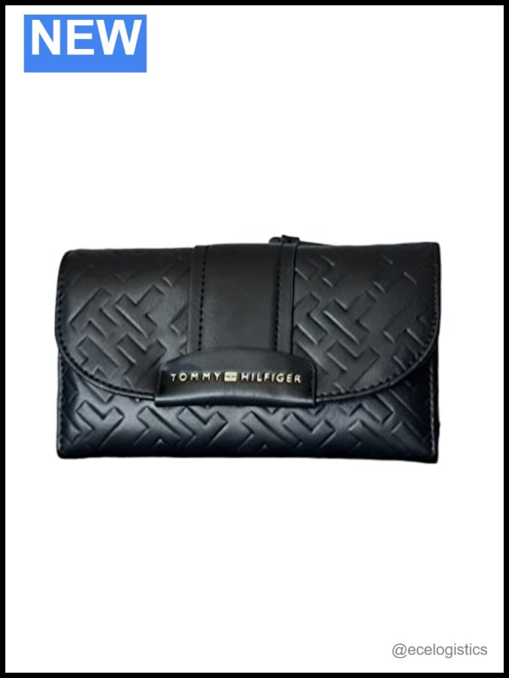 Tommy Hilfiger Faux Leather Checkbook Wallet Clutch Bag with Metal Logo